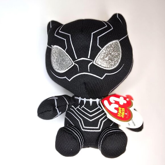 2 Marvel TY Beanie Babies - 6" SPIDER-MAN and BLACK PANTHER Plush Toy - New - Picture 5 of 7